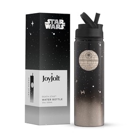 JoyJolt - Botella térmica de acero inoxidable de 650 ml de Star Wars, con tapa de popote, libre de BPA, ideal para deporte, viajes o uso diario, parte de la colección Destination Estrella de la Muerte