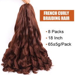 French Curly Braiding Hair 14 Inch 8 Packs Spanish Curly Braiding Hair Pre Stretched for Box Braids Crochet Hair French Curl Braids Hair Extensions for Black Women (18 Inch, 33)