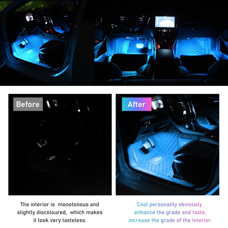 Ohleats Car LED Strip Light, 48 LED RGB Auto Interior