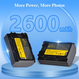 Pickle Power 2600mAh NP-FZ100 Battery and LED Dual Charger for Sony A7 III, A7IV, FX3, FX30, A7R IV, A7R III,A7C, A7S III, ZV-E1, A6700, A6600, A1, A9, A9R, A9S, A9 II
