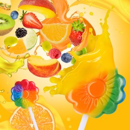 36 Pack Rainbow Flower Lollipop Small, Rainbow Swirl Lollipops Individually Wrapped Bulk, Kid's Lollipops Candy for Birthday, Net 8g Mixed Fruit Flavor