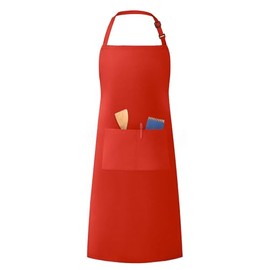 LivinEase Unisex Adjustable Bib Aprons - Stylish Red Chef Aprons with Double Pockets for Men and Women – Ideal for Cooking, Gardening, and Barbecue Aprons (Pack of 1)