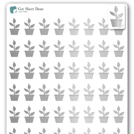 Plant Planner Stickers / 54 Gold Foil Stickers (1/2”) / Water Plants Reminder Care Fertilize/Essential Productivity Life Planner Stickers/Bujo Bullet Journaling (1 Sheet, Silver Foil)