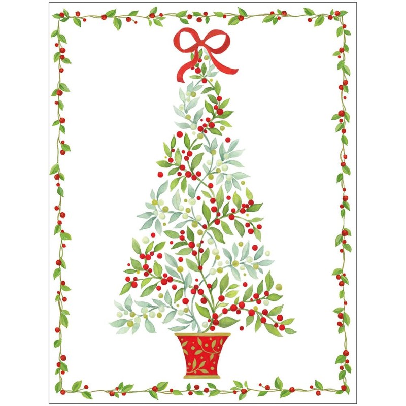 Twining Greenery Tree Boxed Christmas Cards - 16 Cards &