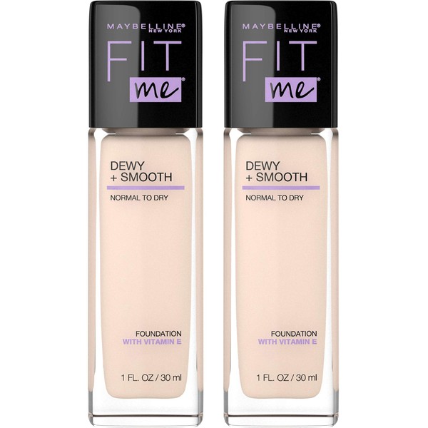 Maybelline New York Fit Me Dewy + Smooth Foundation, Fair Ivory, 1 Fluid Ounce, Pack of 2 (Pack of 2)