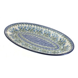 Blue Rose Polish Pottery Tulip Bouquet Oval Platter