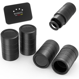 WOSITE 4Pcs/Box Tire Valve Stem Caps with O Rubber Ring & Plastic Liner, Corrosion Corrosion Resistant Leak-Proof, Universal Metal Valve Stem Covers for Ford ST Series Accessories