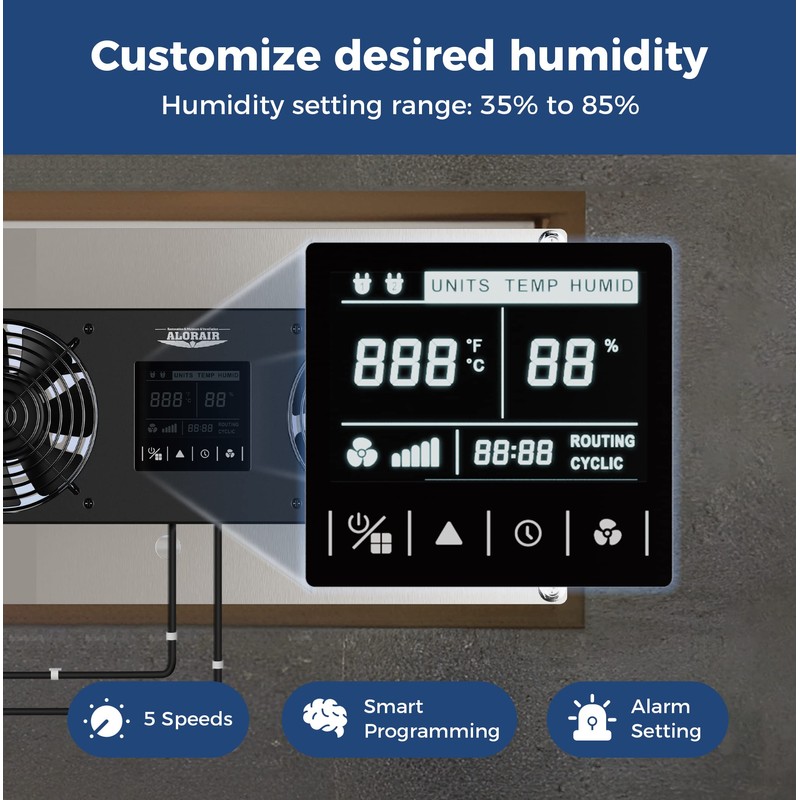 ALORAIR Crawlspace Ventilation Fan, Crawlspace Fan vent with Temperature Humidity