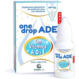 Vitamina ONEDROP ADE | Frasco de 3 ML (114 Gotas) | Rinde +3 meses | Vitamina A, D3 y E | Multivitamínico | Fácil de Usar | Sin Azúcar | Sin Gluten | Sin Sabor