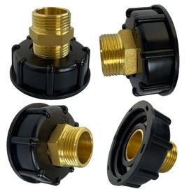 Bekindpro IBC Adapter S60 x 6 to 1 Inch AG, IBC Tank Adapter Cap S60 x 6 Coarse Thread to 1 Inch Female Thread with Brass Reducer 1 Inch Male x 1 Inch AG, IBC Tank Accessories Connection Thread