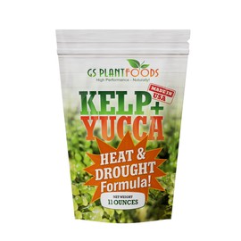 GS Plant Foods Kelp + Yucca Plant Fertilizer & Soil Conditioner – Heat & Drought Protection Formula for Vegetables, Lawns, Gardens & Houseplants (11 oz Dry Concentrate)