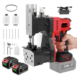 Cordless Bag Closing Machine with 2x3.0A Batteries, Brushless Motor, Battery Bag Sewing Machine Portable Bag Closer Stitcher Packing Machine for Feed Sacks, Rice Bags, Burlap Sack