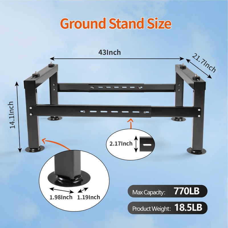 WeCooper Mini Split Ground Stand for 9000-60000BTU, Heavy-Duty Condenser Stand,