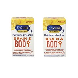 Enfamil Prenatals & Baby Vitamin Poly-Vi-Sol with Iron Multivitamin Supplement Drops for Infants and Toddlers, 50 mL dropper bottle, (Pack of 2)