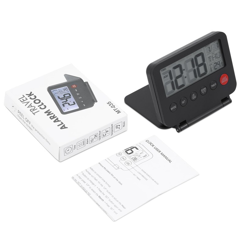 ORIA Digital Travel Alarm Clock, Battery Operated LCD Desk Clock,
