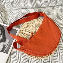 Ailiyumo Shoulder Bag, Crescent Moon, Smaller, Nylon Bag, Women's, Lightweight, Crossbody Bag, Stylish, Waterproof, Small Items, Practical, Durable, With Pockets, Soft, Unisex, Everyday, orange