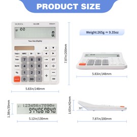DUPOTA Calculator Desk Calculator Large Buttons Extra Large Display 12-Digit Desk Calculator Office Calculator (OA-608)