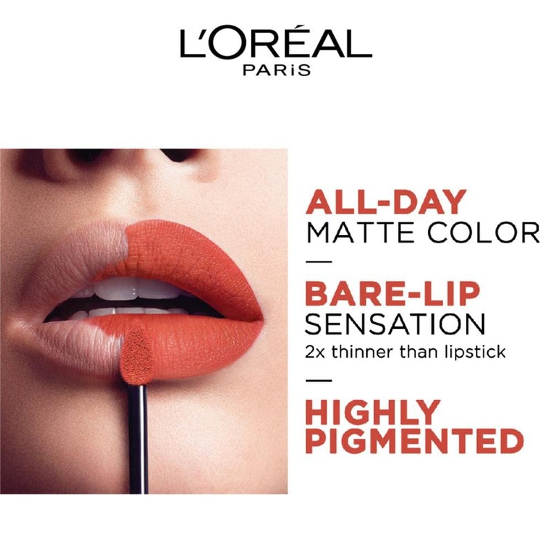 L’Oréal Paris Rouge Signature Liquid Lipstick, Matte, 130 Sunset Brown,