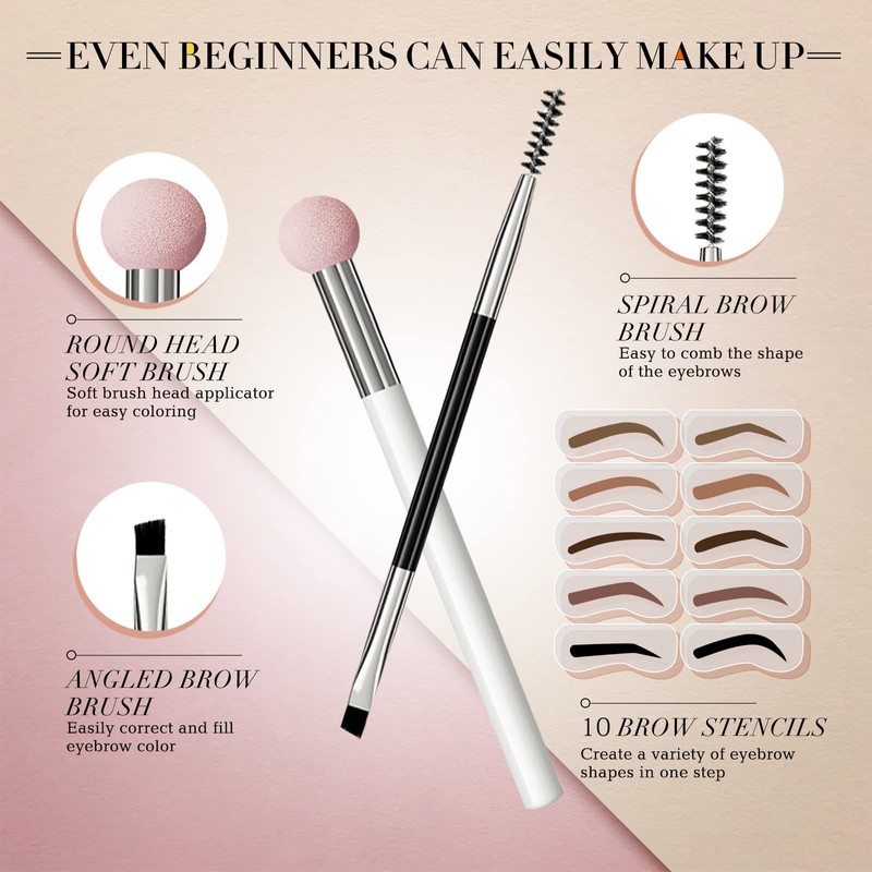Eyebrow Stamp Stencil Kit - for Waterproof Eyebrows Makeup, Eyebrow