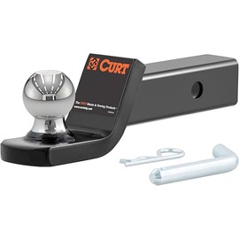 CURT 45134 Fusion Trailer Hitch Mount with 2-Inch Ball & Pin, Fits 2-In Receiver, 7,500 lbs, 2" Drop , black
