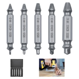 5 Pcs Damaged Screw Extractor Set, Damaged Screw Remover, Hardened Steel Broken Bolt Remover Kit for Stripped Screws, Rusted Embedded Stuck Fastener Removal for Woodworking, Metal with Storage Case