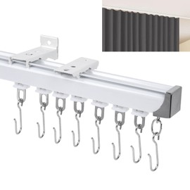 6.56ft Ceiling Curtain Track - Ceiling or Wall Mounted, for Privacy & Room Divider, Applicable to Living, Bedroom, Shower, RV, Garage and DIY, Curtain Track System with Flexible Design
