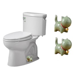 2 Pcs Cat Ceramic Covers, Cute Animal Ceramic Toilet Bolt Decorative for Bottom, Decorative Toilet Knob Cover Easy Installation (Cyan, Standing Cat)