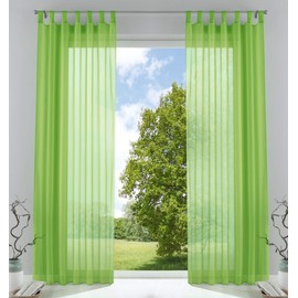 61000CN Set of 2 Transparent Curtains for Living Room Voile Tab-Top Curtain with Lead Band Closure