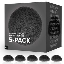 Minamul Konjac Exfoliating Organic Facial Sponge  Gentle daily face scrub  skincare  infused with best bamboo activated charcoal  Safe for Oily, Dry, 