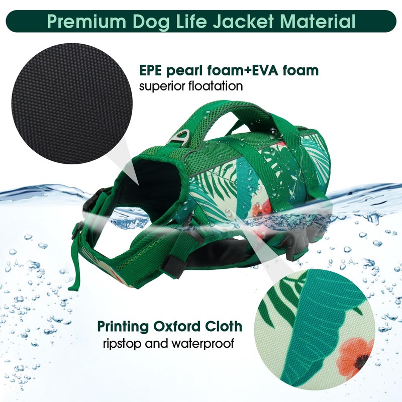 Kuoser Dog Life Jacket High Flotation XXL, Reflective Dog Life