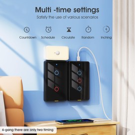 SMATRUL Smart Wall Light Switch with USB C Port, 2.4GHz WiFi Touch Switch Supports RF433 Remote Control, Neutral Wire Required, Power Off Memory Function, Works with Alexa, Google Home (2 Gang, Black)