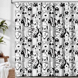 BAUCIWLD Shower Curtain for Bathroom, Cute Shower Curtain Sets with 12 Hooks, Waterproof Fabric Bath Curtain for Home, 72Wx72H Cute Dogs