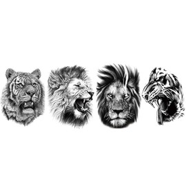 Lion Tattoos Arm Tattoos Fake Tattoos Festival Tattoos Lion Tattoos 4 Sheets Set Wildcat 4