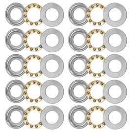 sourcing map F12-21M Thrust Ball Bearing 12mm x 21mm x 5mm Brass with Washers ABEC1 10pcs