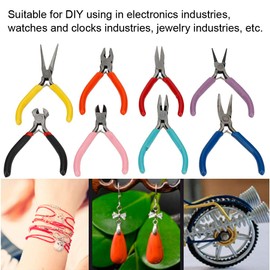 Wincal Jewellery Pliers, 8 Pieces Steel Jewellery Making Pliers Tools Mini Craft Pliers Set, Flat/Round/Long Nose Small Pliers, Processing Tool for Mounting Circlips