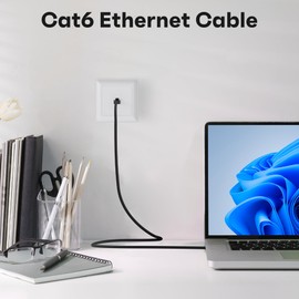 Mygatti - Cable Ethernet CAT6 delgado de 1 pie (paquete de 10), cable de conexión Cat 6 sin enganches, trenzado de nailon, 1 Gbps, cables de red de Internet, cables Cat6 ultra delgados, UTP, cables