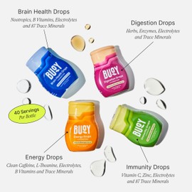 Buoy Electrolyte Drops Variety Pack Digestion + Brain + Energy + Immunity | 160 Servings | No Sugar, No Sweeteners | Dietitian Recommended | Trace Minerals | Unflavored, Subtle Mineral Taste