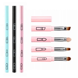 RuishiLinh 3 Pcs Makeup Brushes 4 In 1 Retractable Travel Portable Make Up Brushes-Lip Brush Eyeshadow Sponge Eyeshadow Eyebrow Brush Combination Design Cosmetic Make-up Brush Set