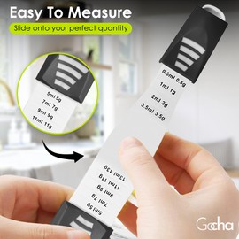 GOCHA Gadgets, Adjustable Measuring Spoon Double Sided, Plastic Metering Ingredients Spoon for Kitchen Baking Cooking Coffee Sugar Salt Powder Spices - Double Ended (White Grey)