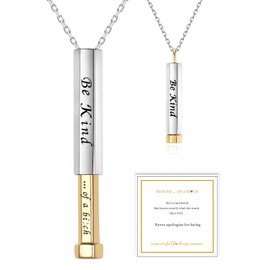 Teioa Be Kind Of A B Necklace for Women - Sterling Silver Hidden Message Necklace Friendship Pendant Gift for Sorority Sisters (Silver & 18K Gold)