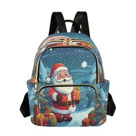 ALAZA Pine Tree Santa Claus Snow Xmas Women Backpack Purse Ladies Fashion Shoulder Bag Daypack Travel Bag 10L
