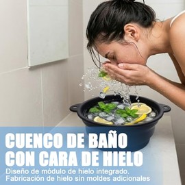 Cuenco Baño de Hielo Facial de Silicona Plegable con Bandeja de Hielo Incorporada,Hielo para la Cara para Terapia de Inmersión en Frío,Estiramiento de