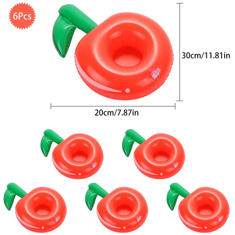 6 Pack Inflatable Cherry Drink Holder, LIYDE Drink Floaties Floating