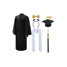 galeeup Graduation Gown Adult Matte Robe Outfit Bachelor Costume Tassel Cap Accessories Degree Set