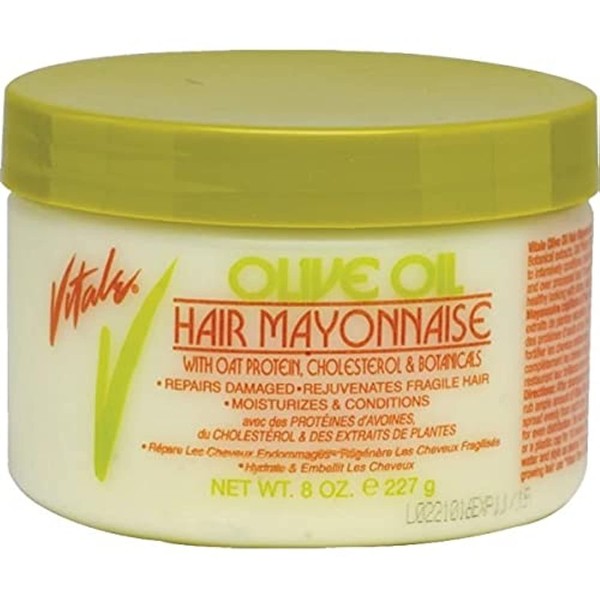 Vitale Olive Oil Hair Mayonnaise 8oz with Oat & Egg Protein and Vitamins - Good on Color & Thermal Treated Hair - for Dry & Damaged Scalp Men, Women & Kids - Moisturize and Condition