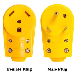 Wadoy 30 Amp RV Plug Set - RV Male and Female Camper Plug Set with Handle - 55245 (Yellow, 30 Amp)
