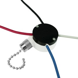 Ceiling Fan Switch Zing Ear ZE-208S E89885 3 Speed 4 Wire Pull Chain Switch with 4 Pre-Installed Wires Light Fan Switch Replacement (Silver)