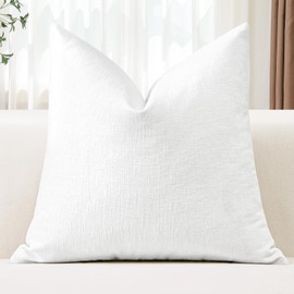 JOTOM Chenille Cushion Covers 50x50 cm Soft White Decorative Throw Pillow Covers 20x20 Inch Square Cushion Case Solid Pillowcases for Couch Sofa Living Room Bed Home Decor (White)
