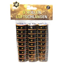 Udo Schmidt 13004 Streamer 3 Rolls Each 9 Pieces Black/Gold Number 18