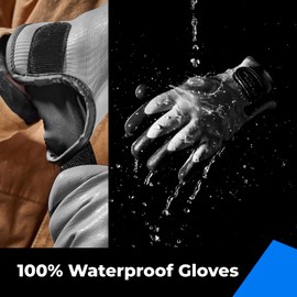 100% Waterproof Gloves for Men and Women, Winter Work Gloves for Cold Weather, Touchsreen, Thermal Gloves for Fishing, Gardening and Working in Freezer, with Grip, Grey, XX-Large